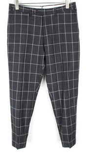 SUITSUPPLY Brescia Men's Trousers UK38S Grey Slim Silk Linen Blend Check