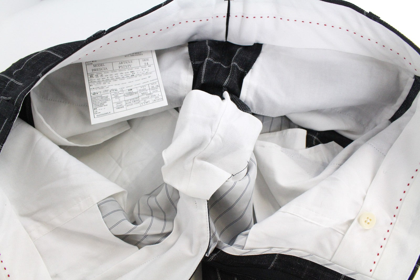 SUITSUPPLY Brescia Men's Trousers UK38S Grey Slim Silk Linen Blend Check