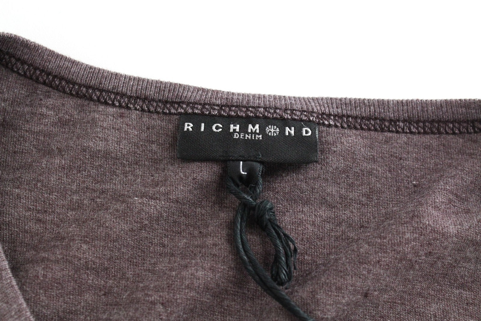 RICHMOND Men's T-Shirt L Long Sleeve Pullover Cotton Mix Burgundy Graphic