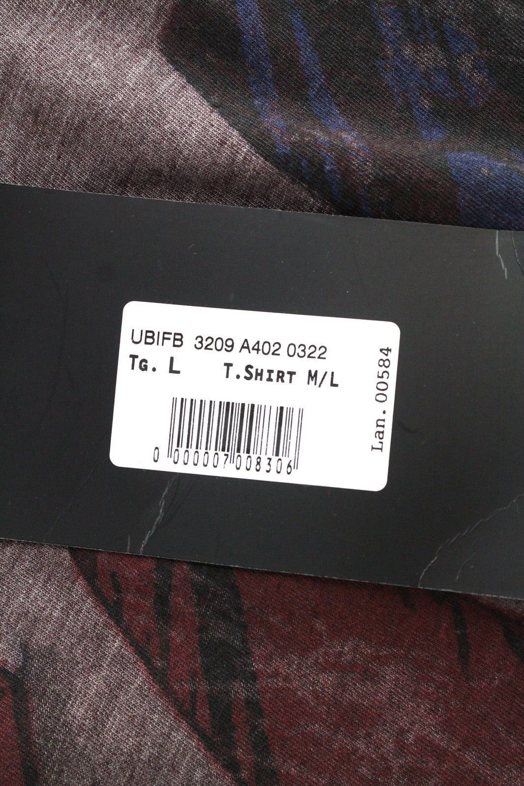 RICHMOND Men's T-Shirt L Long Sleeve Pullover Cotton Mix Burgundy Graphic