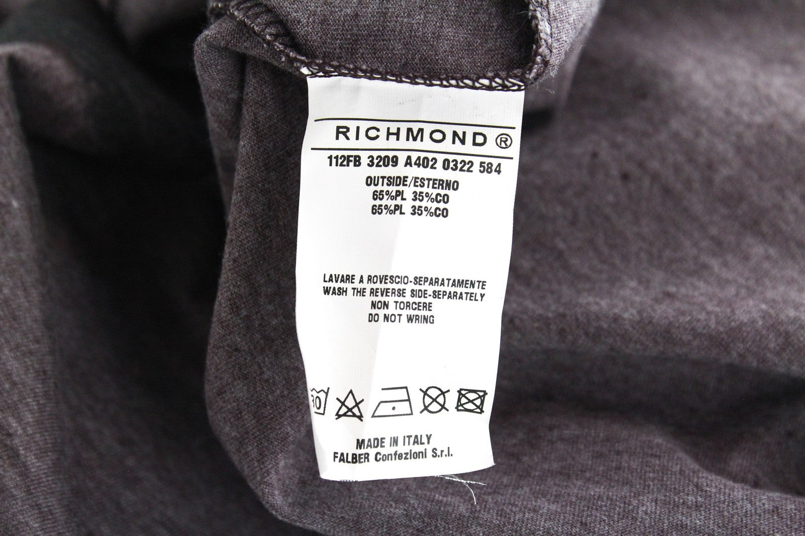 RICHMOND Men's T-Shirt L Long Sleeve Pullover Cotton Mix Burgundy Graphic