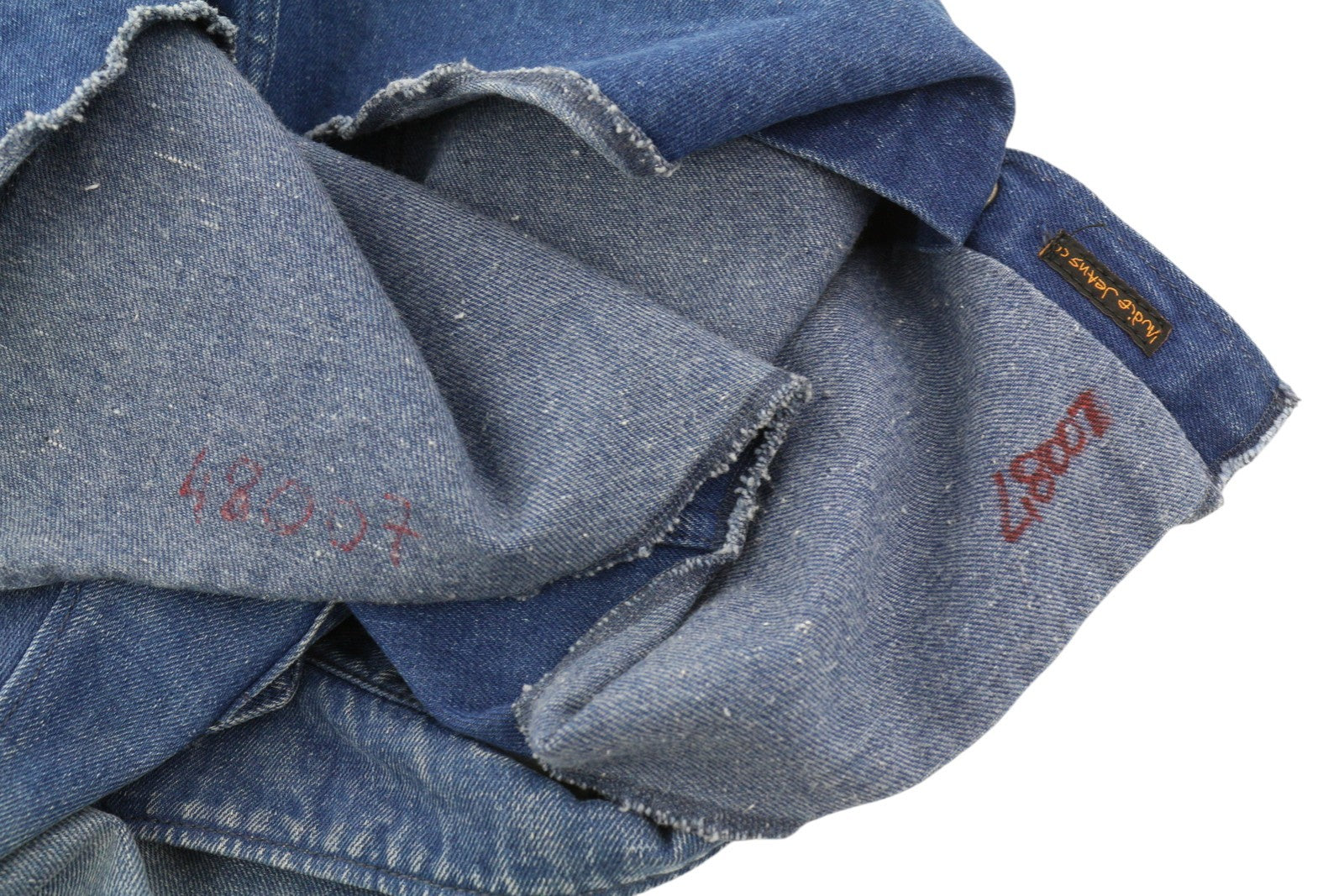 NUDIE JEANS Men Shirt M Denim Western Faded Washed Snap Buttons Spread Neck