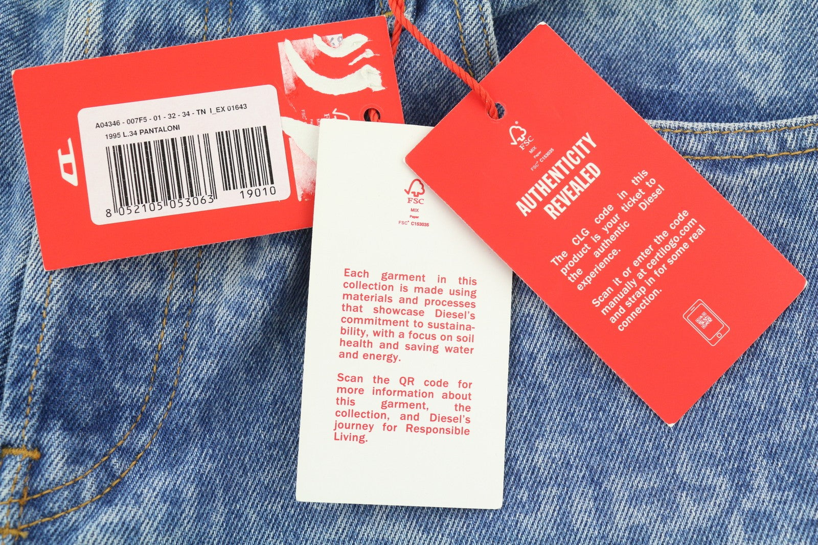 DIESEL 1995 007F5 Men Jeans W32/L34 Slim Fit Straight Leg Patterned RRP€250