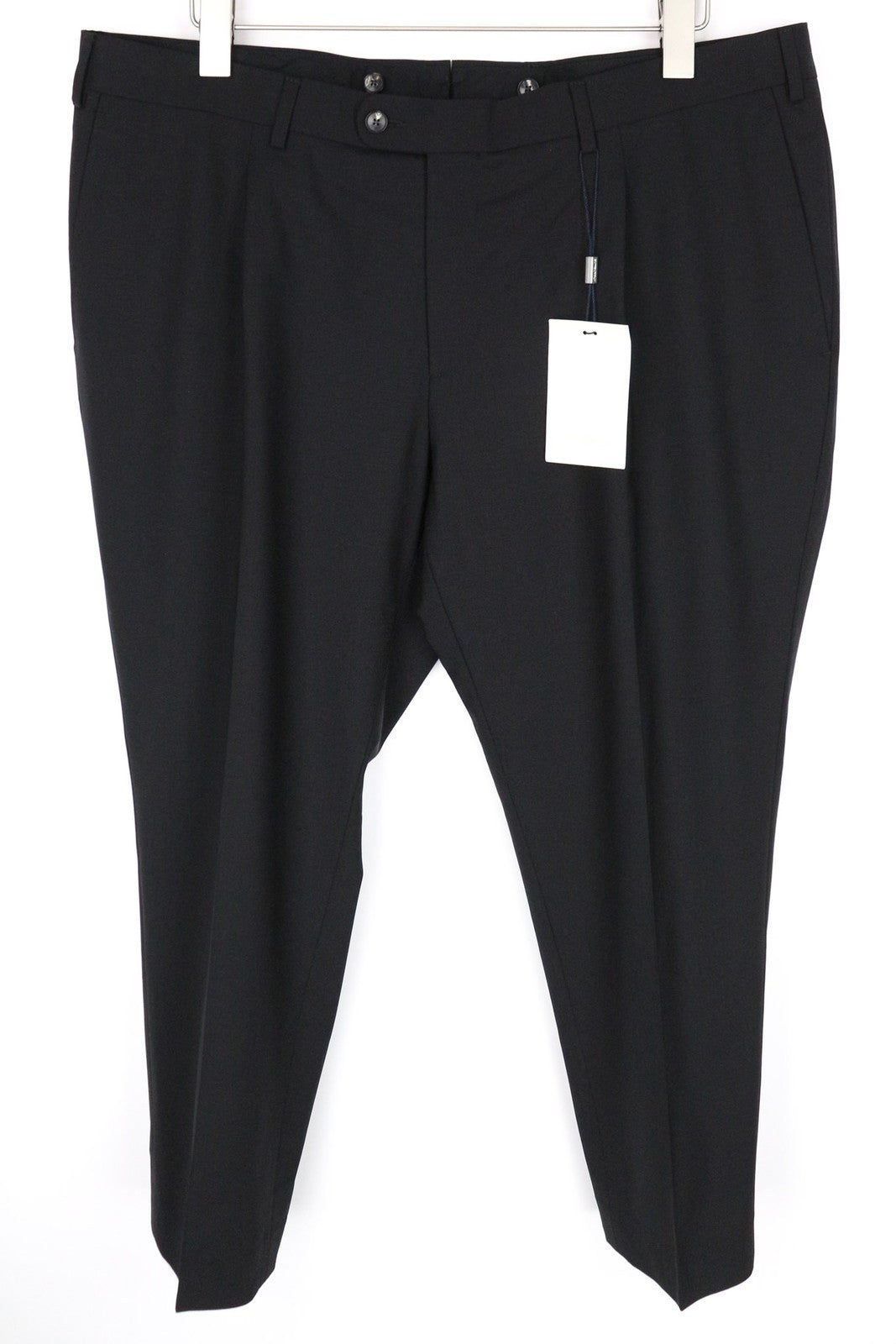 SUITSUPPLY Brescia Men's Trousers UK40R Black Wool Classic Pleated Stretch