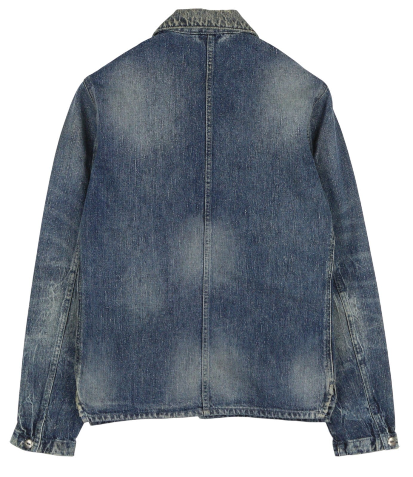 NUDIE JEANS Tryggve Men Jacket S Cosmic Blue Faded Denim Patch Pockets Buttoned