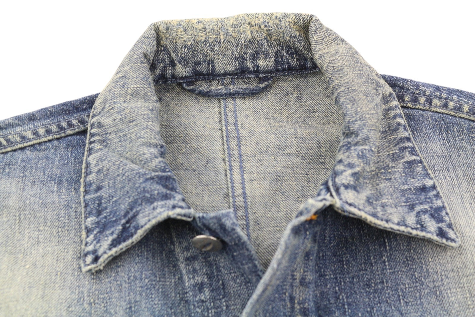 NUDIE JEANS Tryggve Men Jacket S Cosmic Blue Faded Denim Patch Pockets Buttoned