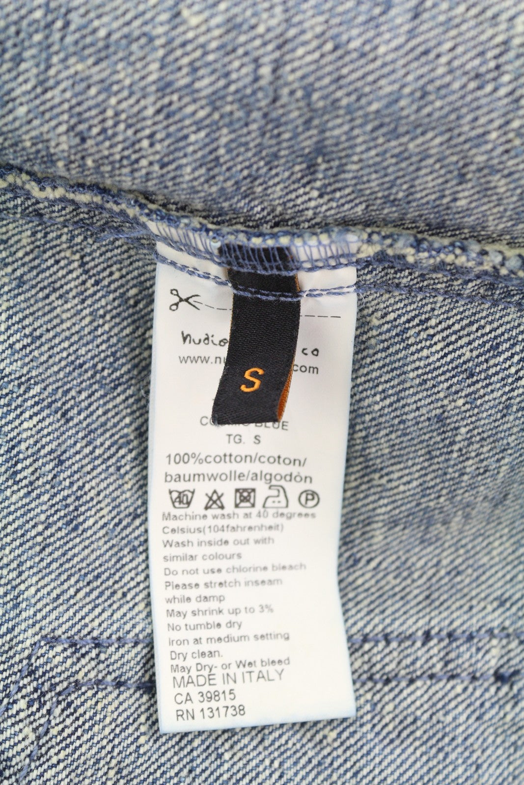 NUDIE JEANS Tryggve Men Jacket S Cosmic Blue Faded Denim Patch Pockets Buttoned