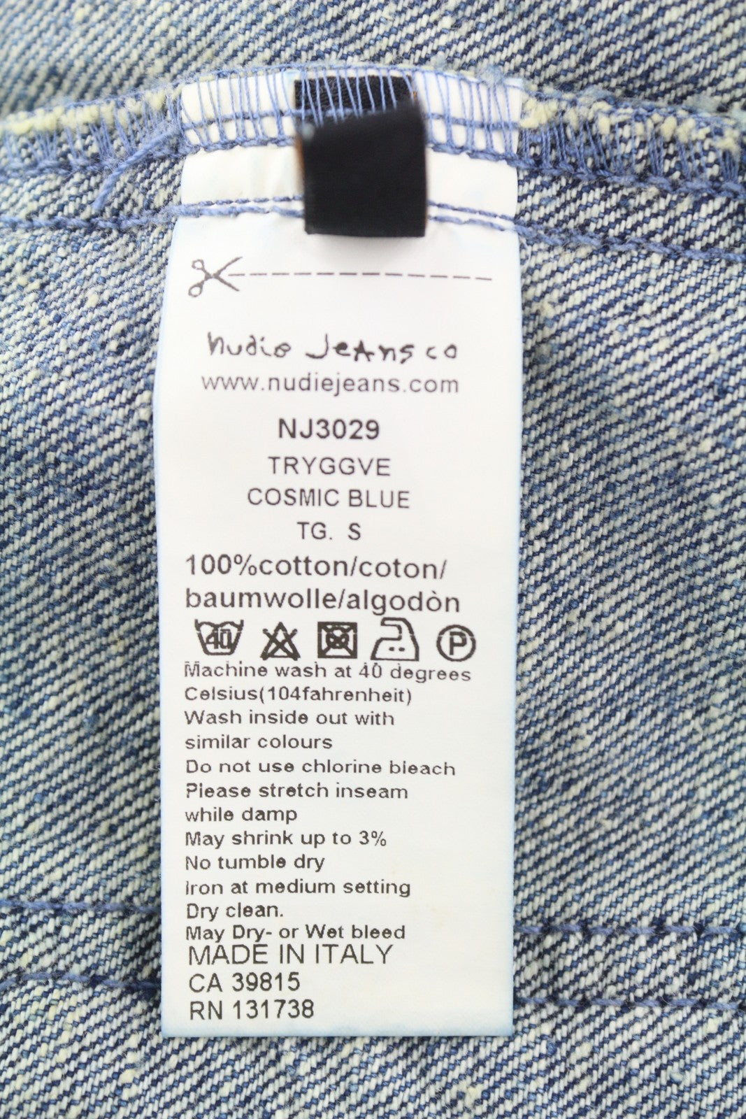 NUDIE JEANS Tryggve Men Jacket S Cosmic Blue Faded Denim Patch Pockets Buttoned