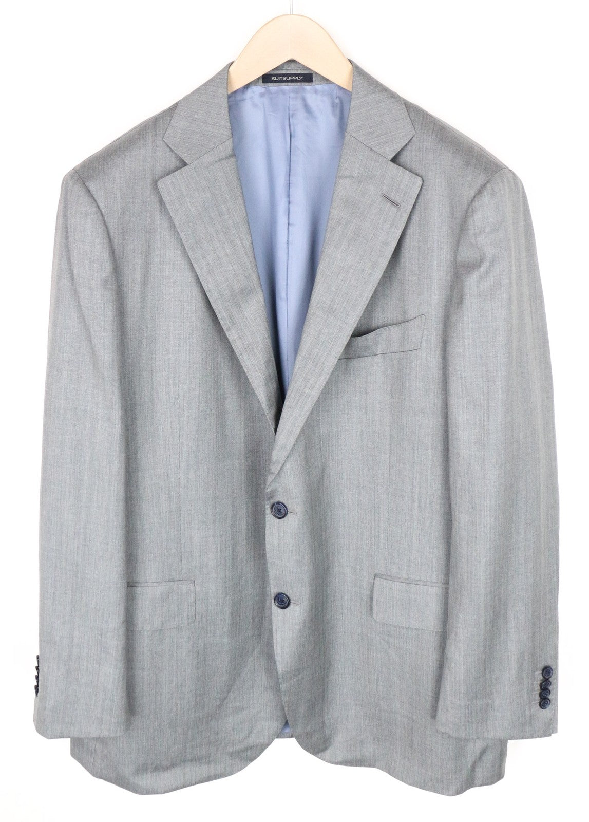 SUITSUPPLY La Spalla vyriškas švarkas UK50R pilkas vilnonis šilkinis švarkas su įpjova atvarte ir dviem sagomis 