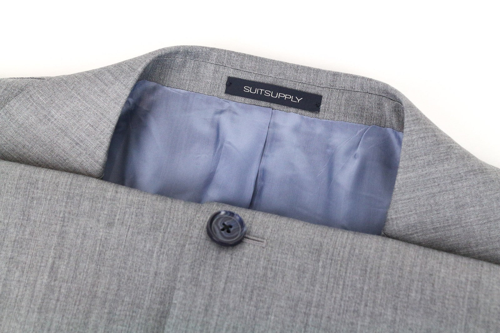 SUITSUPPLY La Spalla vyriškas švarkas UK50R pilkas vilnonis šilkinis švarkas su įpjova atvarte ir dviem sagomis 