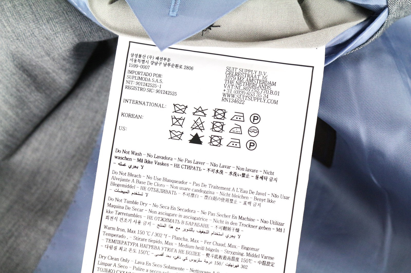 SUITSUPPLY La Spalla vyriškas švarkas UK50R pilkas vilnonis šilkinis švarkas su įpjova atvarte ir dviem sagomis 