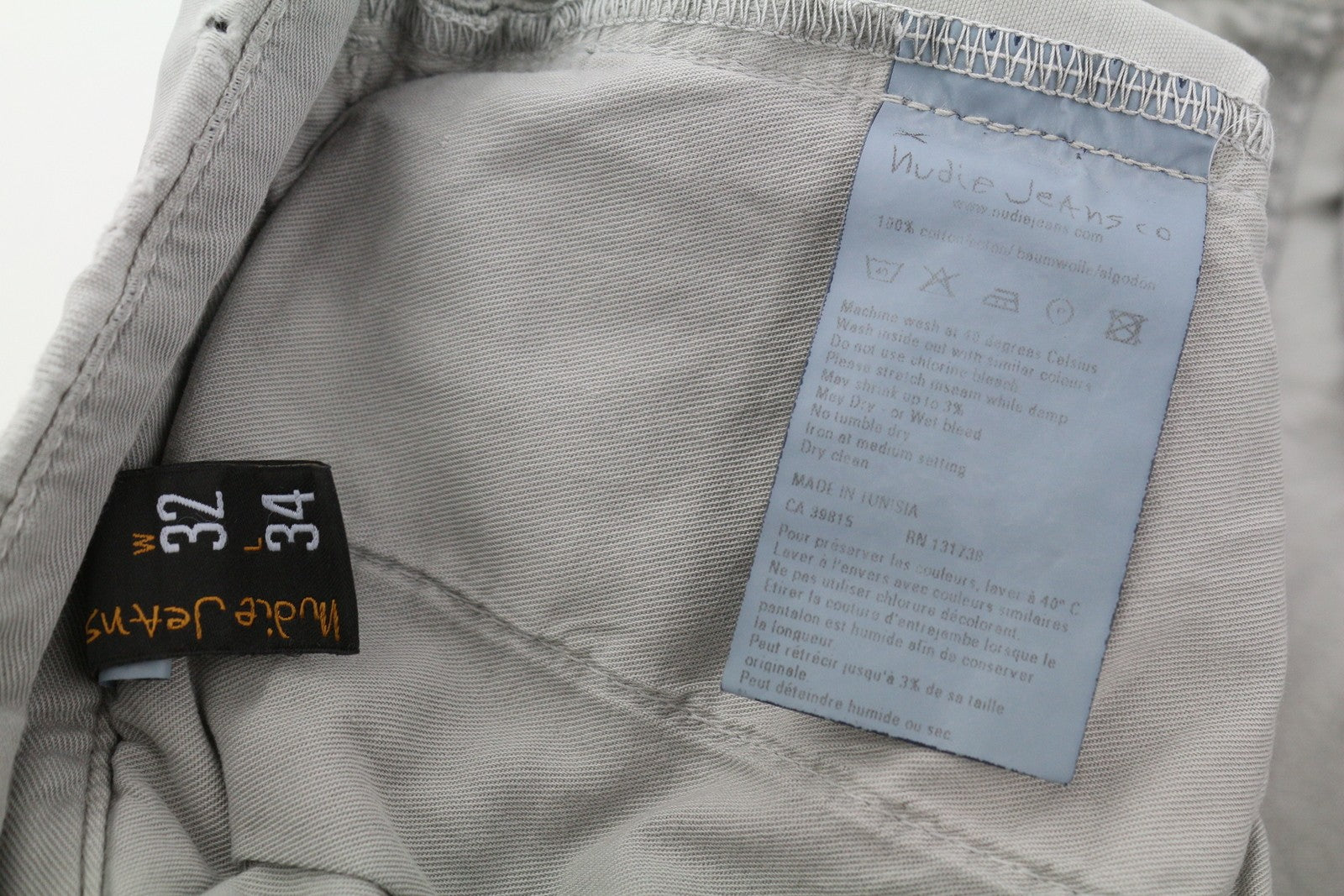 NUDIE JEANS Khaki Regular Men Trousers W32/L34 Organic Moon Dust Distressed