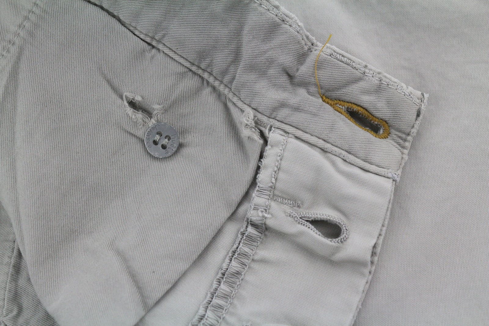 NUDIE JEANS Khaki Regular Men Trousers W32/L34 Organic Moon Dust Distressed