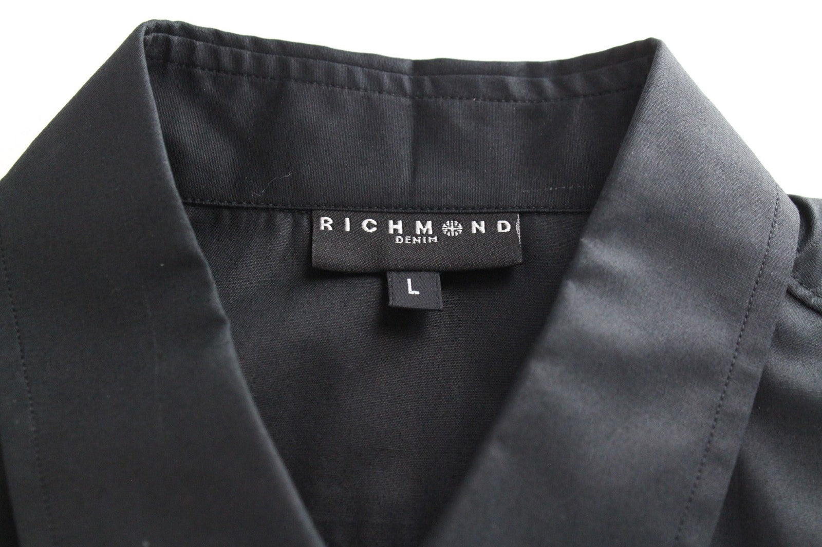 RICHMOND Men's Shirt L Black Pure Cotton Designer Button-Up Formal Poplin