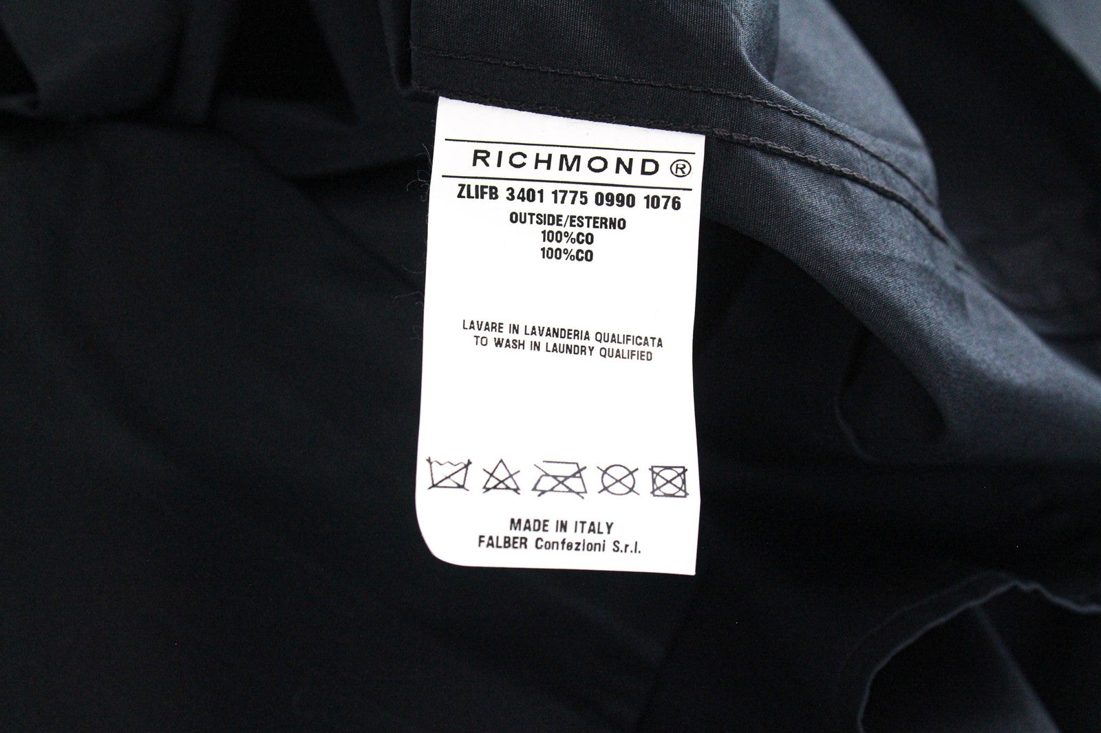 RICHMOND Men's Shirt L Black Pure Cotton Designer Button-Up Formal Poplin