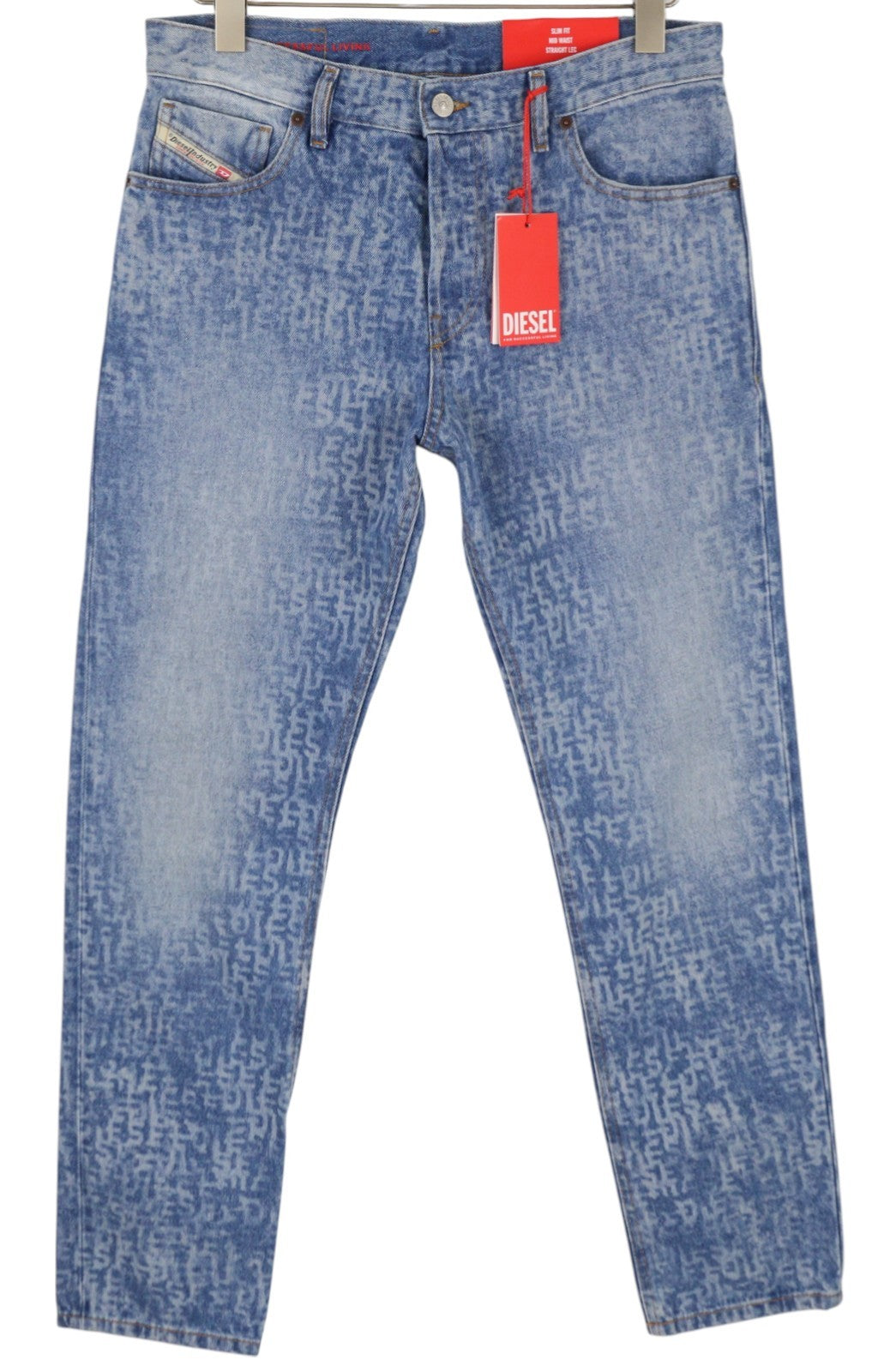 DIESEL 1995 007F5 Men Jeans W31/L30 Slim Fit Straight Leg Logo Print RRP€250