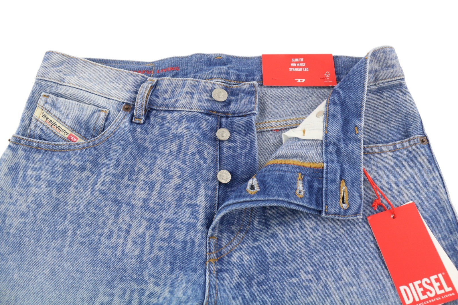 DIESEL 1995 007F5 Men Jeans W31/L30 Slim Fit Straight Leg Logo Print RRP€250