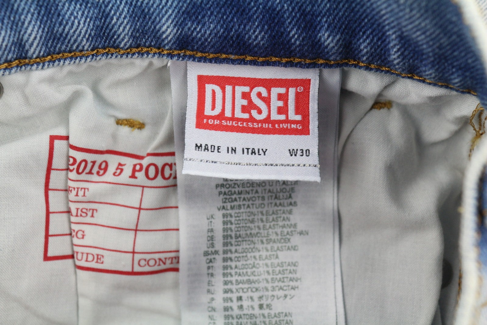 DIESEL 2019 D-Strukt 9C08L Men Jeans W30/L30 Blue Faded Washed Slim Fit RRP$350