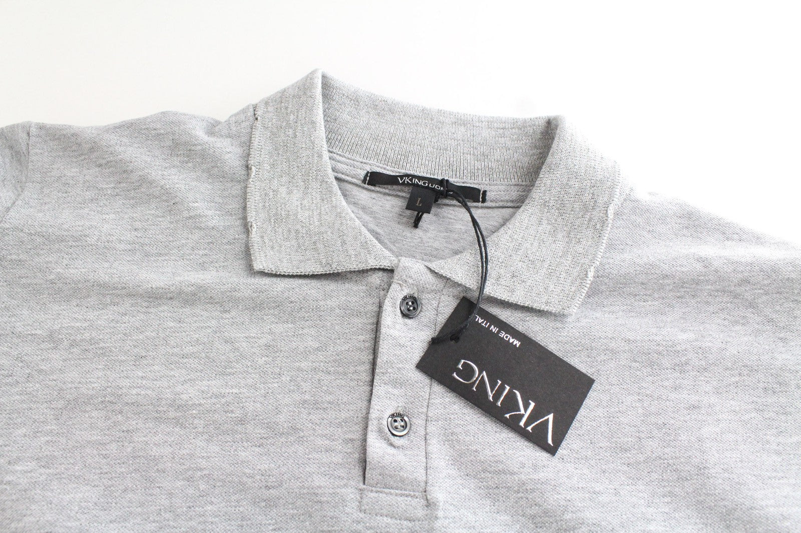 VKING Men's T-Shirt L Light Grey Stretch Cotton Polo Style Jersey Blend Top