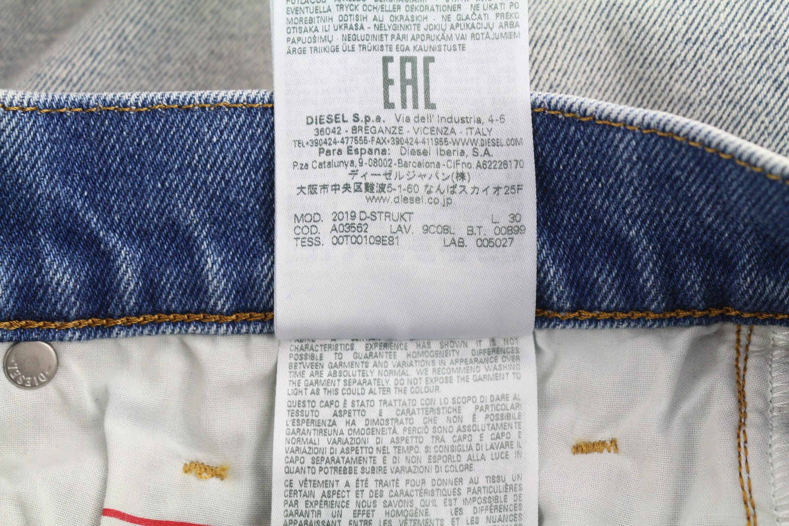 DIESEL 2019 D-Strukt 9C08L Men Jeans W28/L30 Blue Faded Washed Slim Fit RRP$350