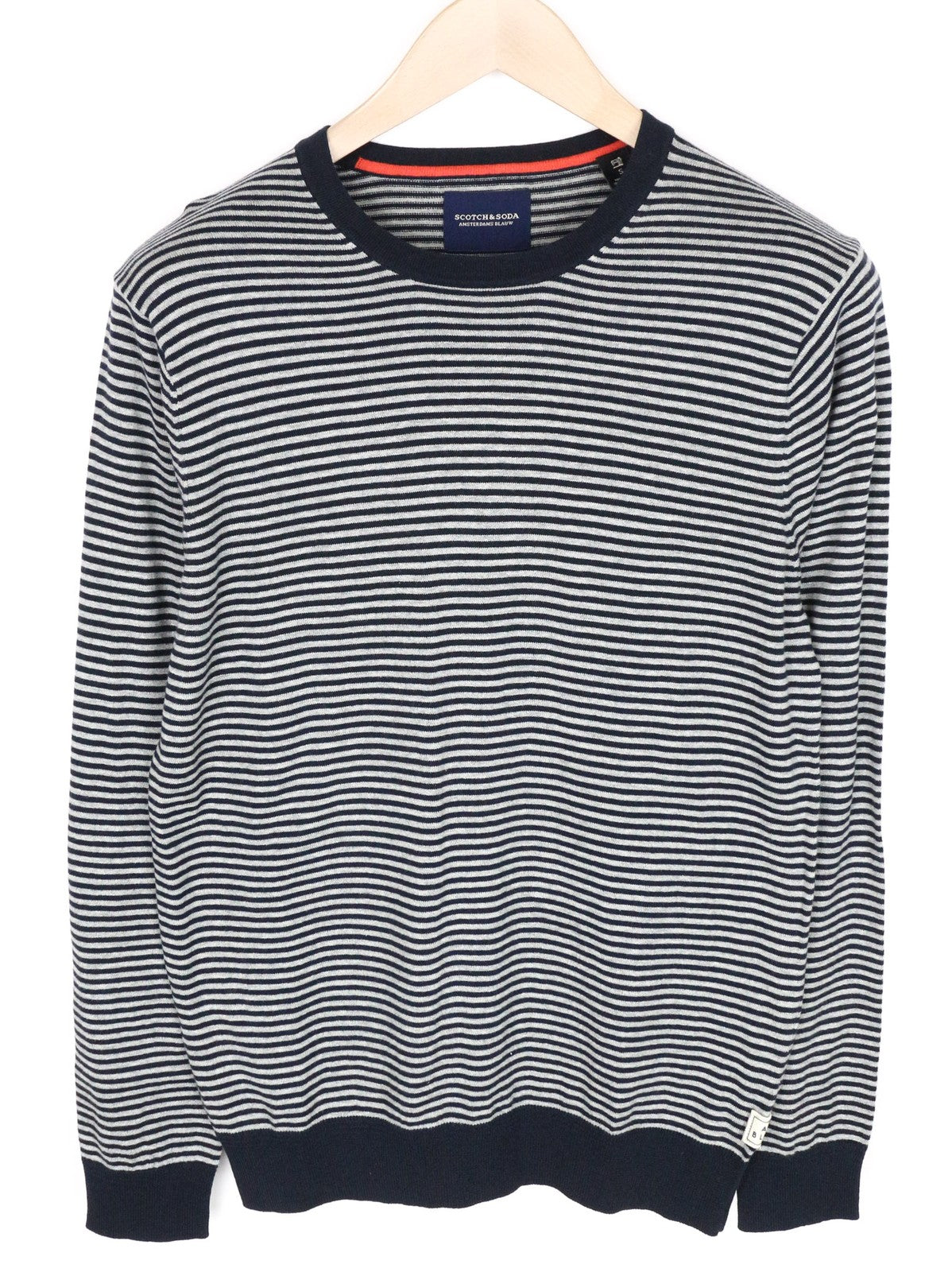DESIGUAL Ams Blauw Men's Sweatshirt S Navy Grey Striped Pattern Long Sleeve