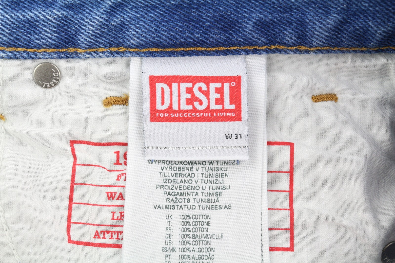 DIESEL 1995 007F5 Men Jeans W31/L32 Slim Fit Straight Leg Logo Print RRP€250