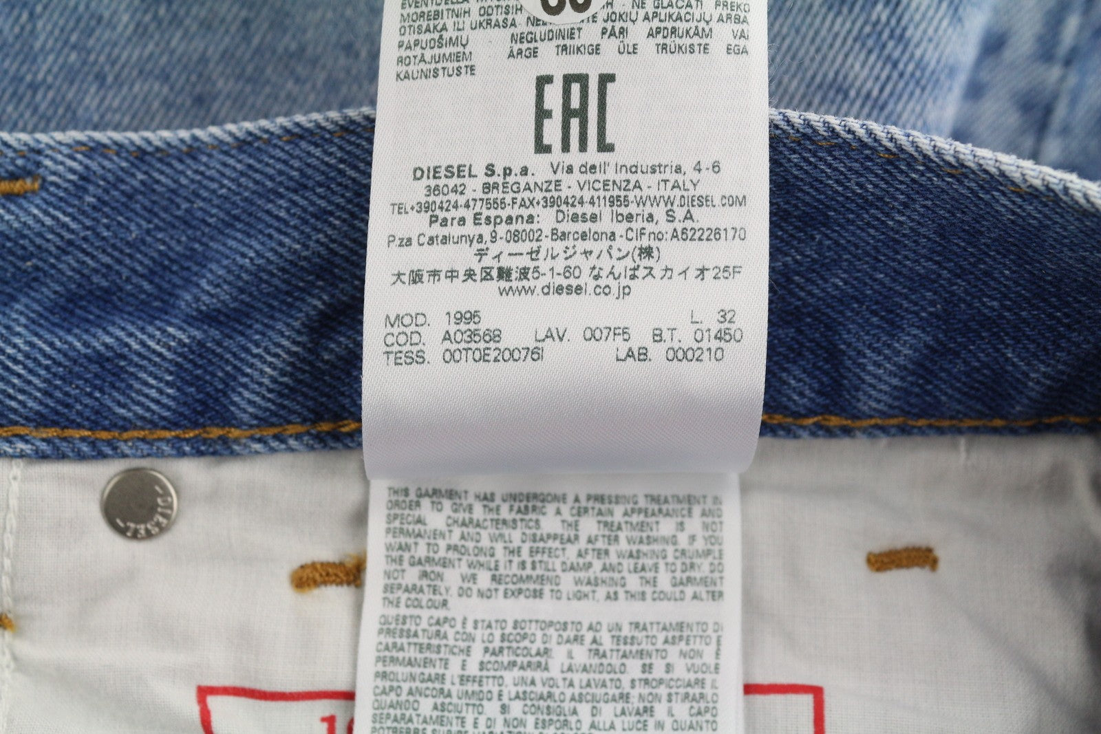 DIESEL 1995 007F5 Men Jeans W31/L32 Slim Fit Straight Leg Logo Print RRP€250