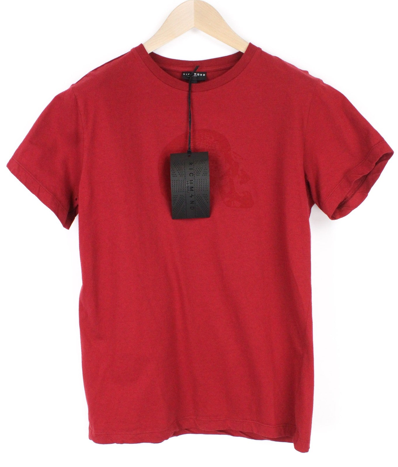 RICHMOND Men's T-Shirt L Pure Cotton Red Graphic Skull Print Jersey Tee