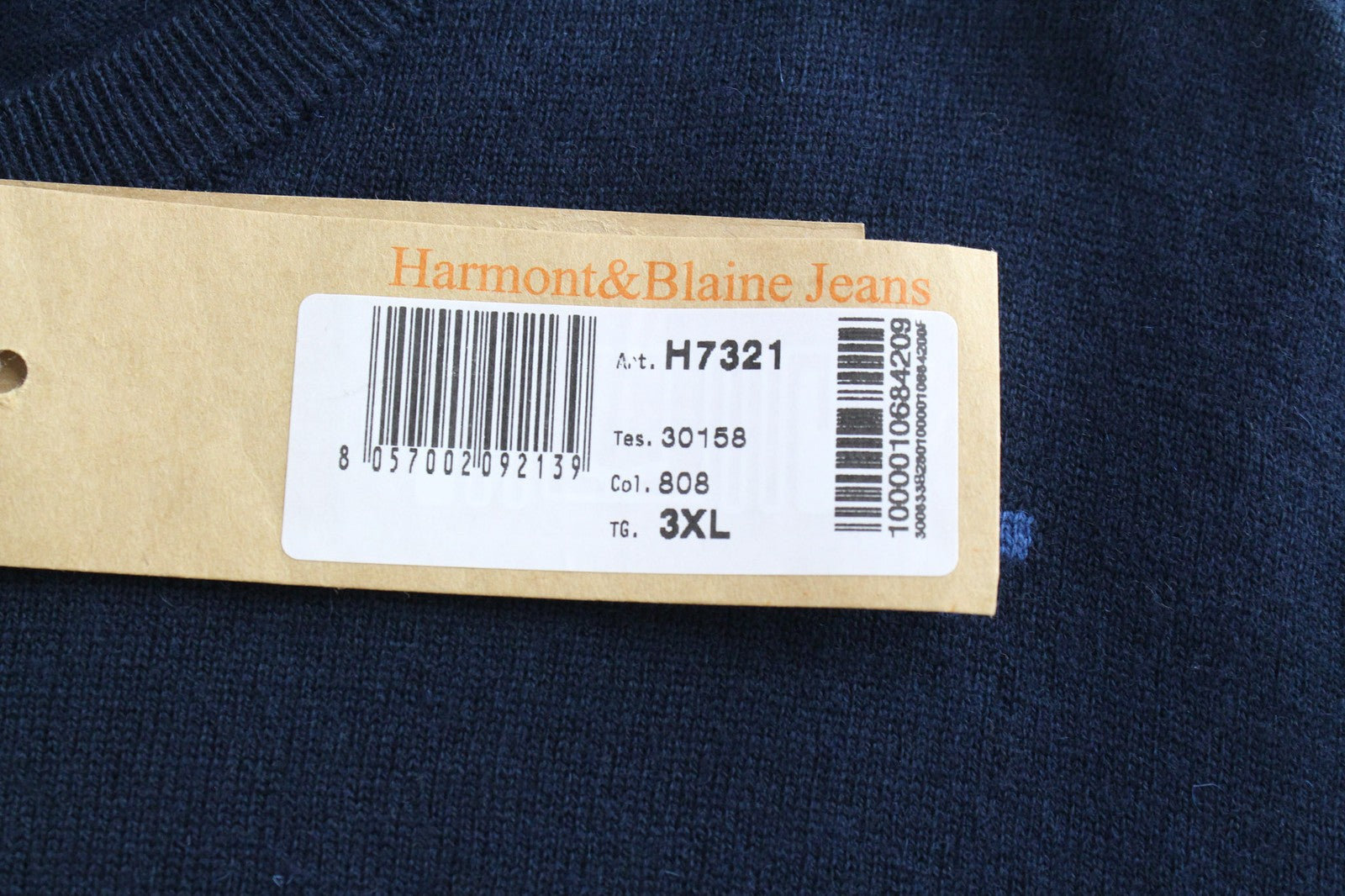 HARMONT & BLAINE Men's Jumper 3XL Navy Wool Blend Knit Floral Crew Neck