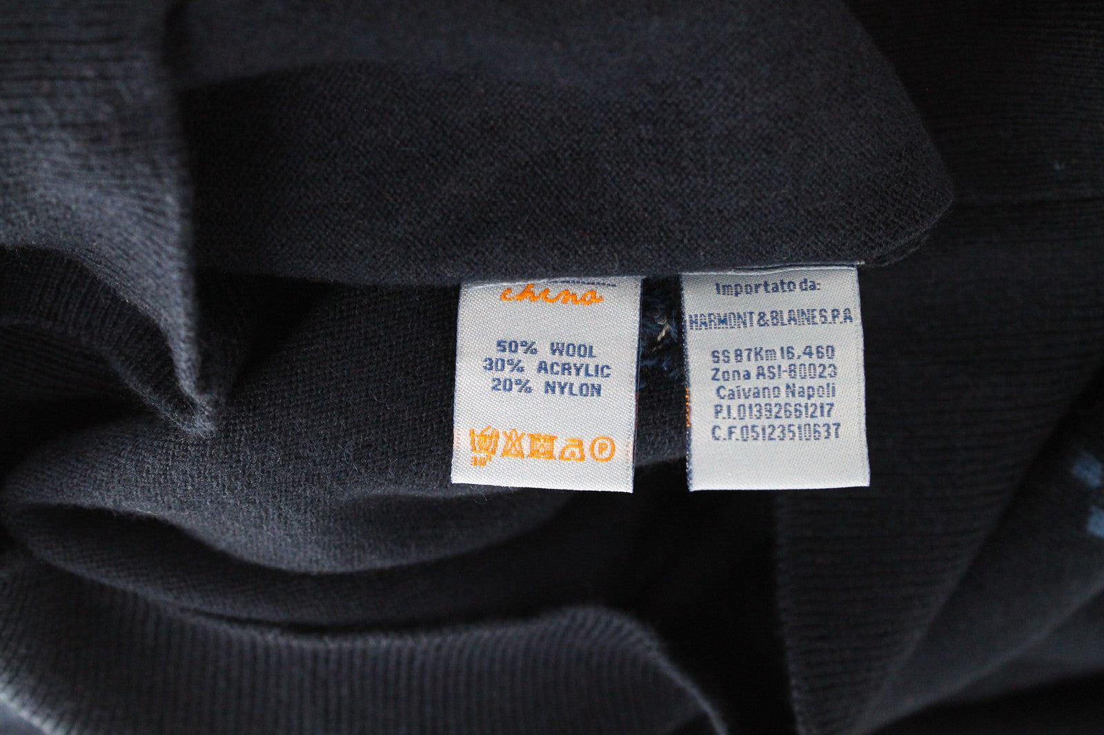 HARMONT & BLAINE Men's Jumper 3XL Navy Wool Blend Knit Floral Crew Neck