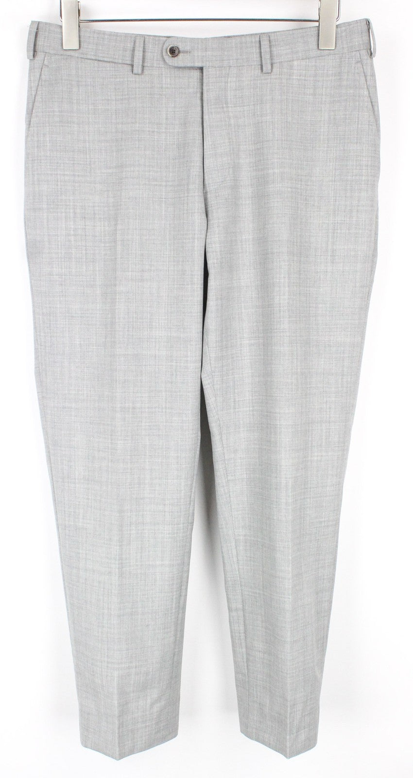 SUITSUPPLY Brescia Men's Turn-Up Trousers UK32R Slim Melange Wool Light Grey