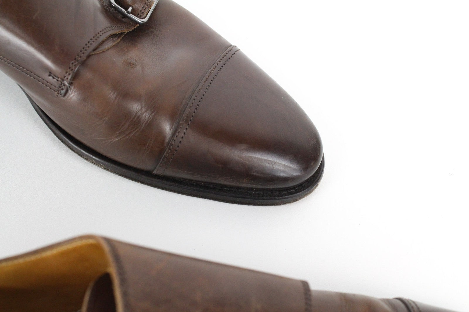 SUITSUPPLY Men's Shoes EU42.5 Double Monk Strap Classic Mid Brown Leather