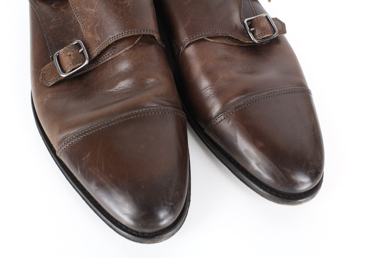 SUITSUPPLY Men's Shoes EU42.5 Double Monk Strap Classic Mid Brown Leather