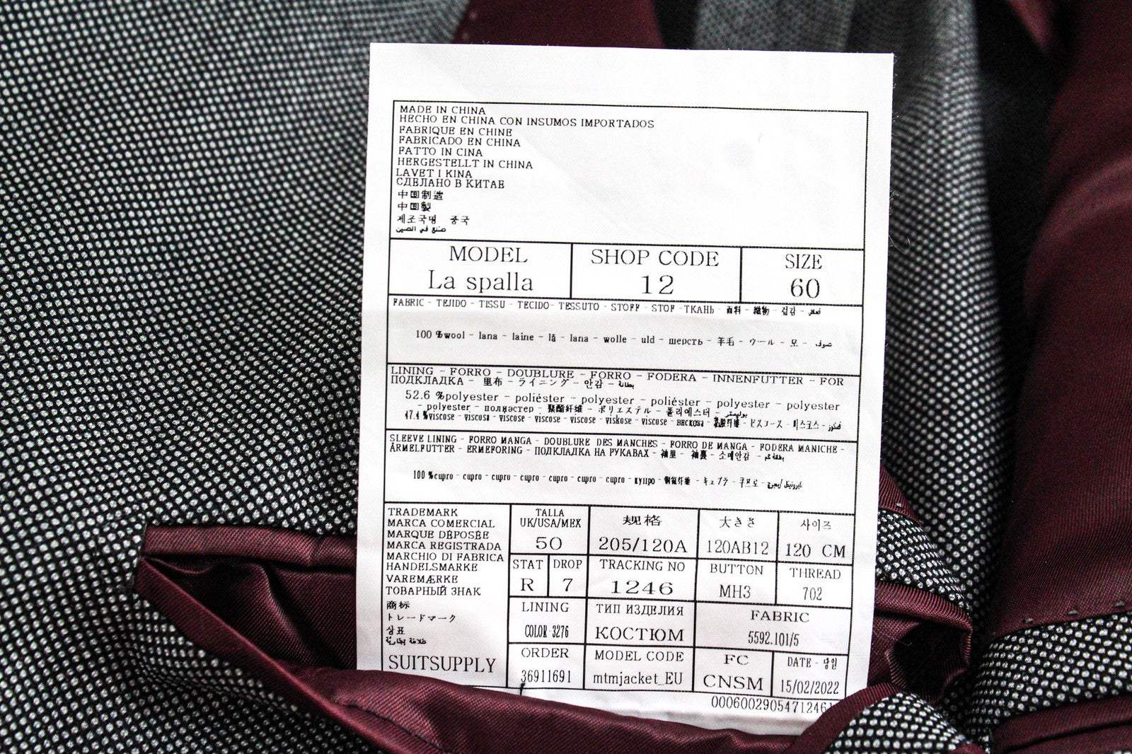 SUITSUPPLY La Spalla Men's Blazer UK50R Grey Birdseye Wool Slim Formal Look