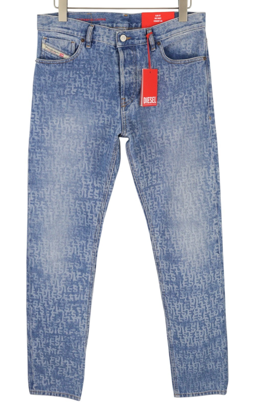 DIESEL 1995 007F5 Men Jeans W32/L32 Slim Fit Straight Leg Logo Print RRP€250