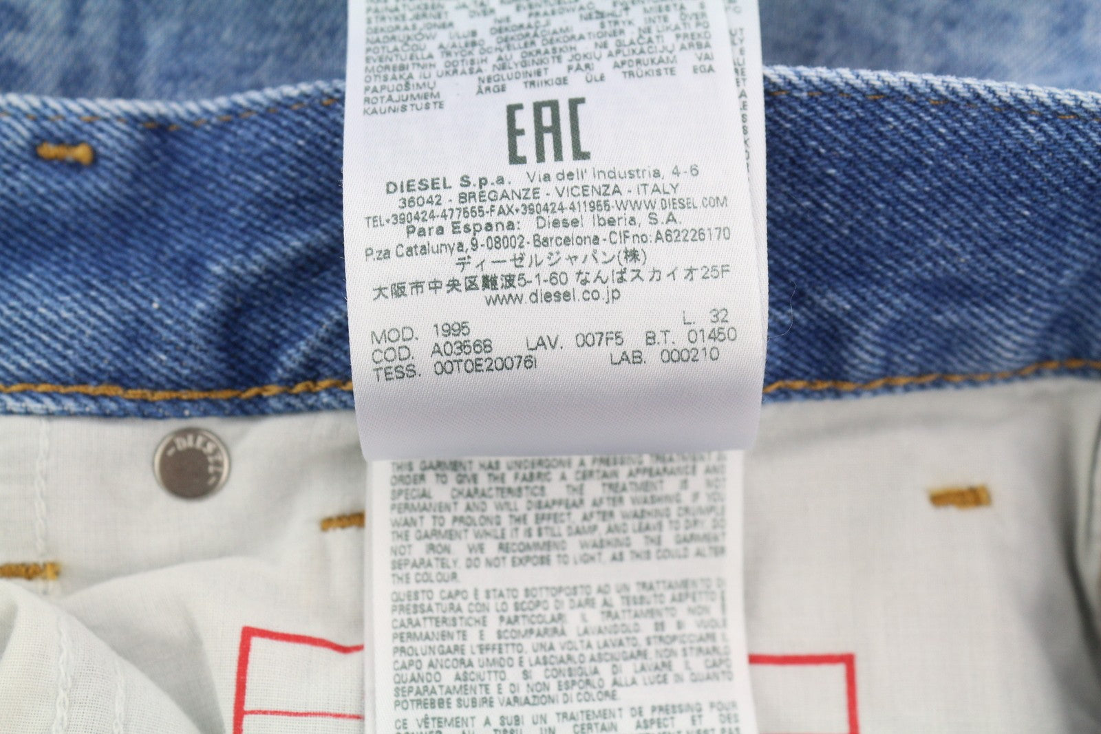 DIESEL 1995 007F5 Men Jeans W32/L32 Slim Fit Straight Leg Logo Print RRP€250