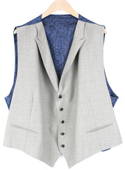 SUITSUPPLY Ferrara Men's Waistcoat UK60R Grey Wool Slim Fit Peak Lapel Vest