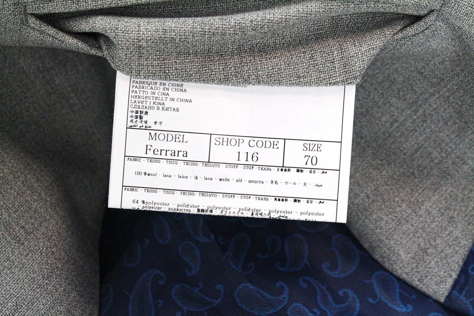 SUITSUPPLY Ferrara Men's Waistcoat UK60R Grey Wool Slim Fit Peak Lapel Vest