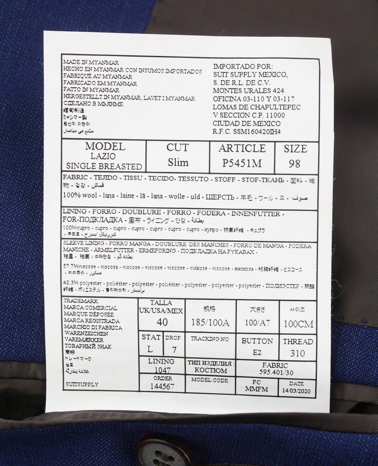 Suit Lazio Single Breasted