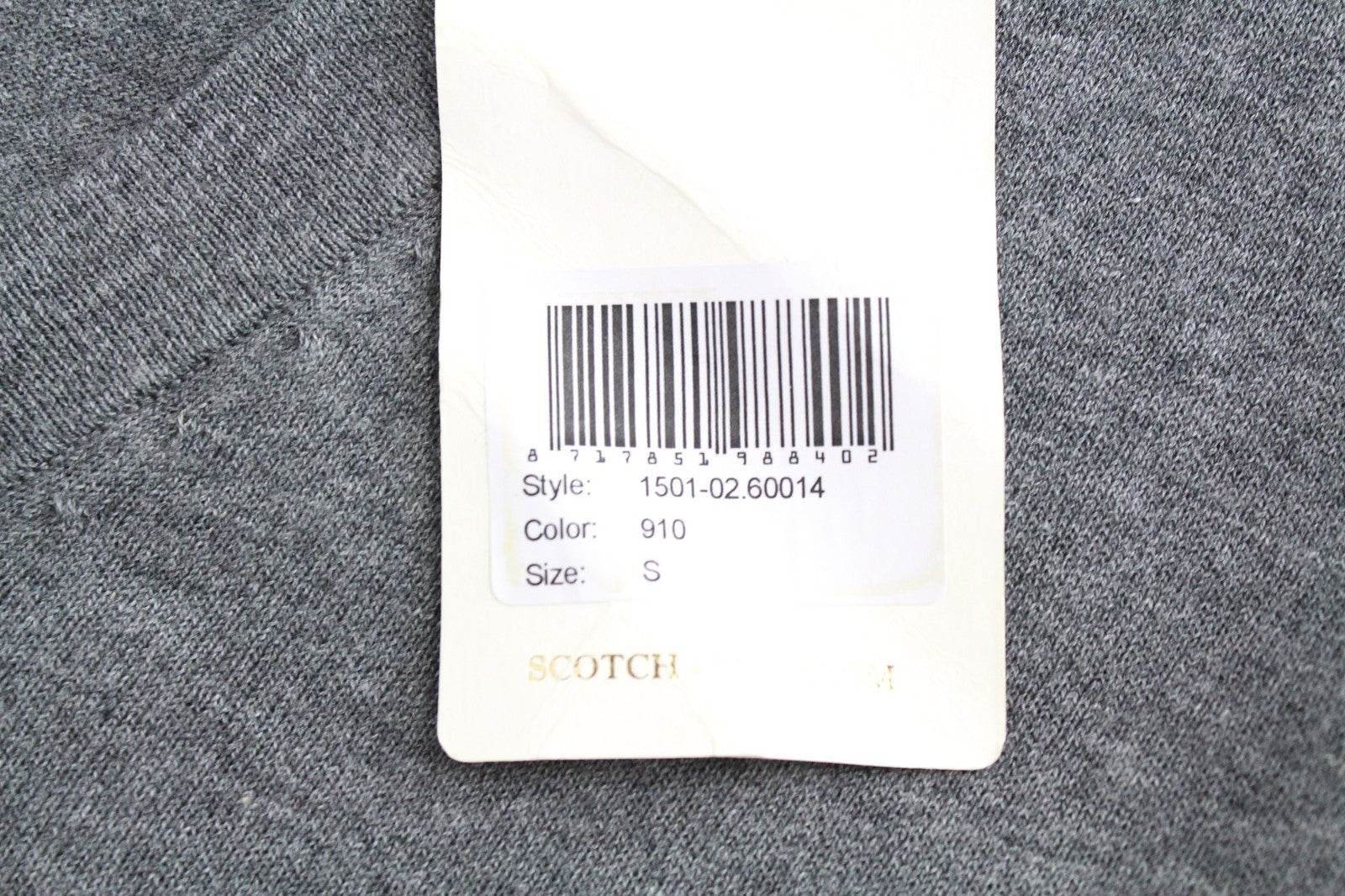 SCOTCH & SODA Men's Cardigan S Grey Melange Cotton Slim V-Neck Knit Button-Up