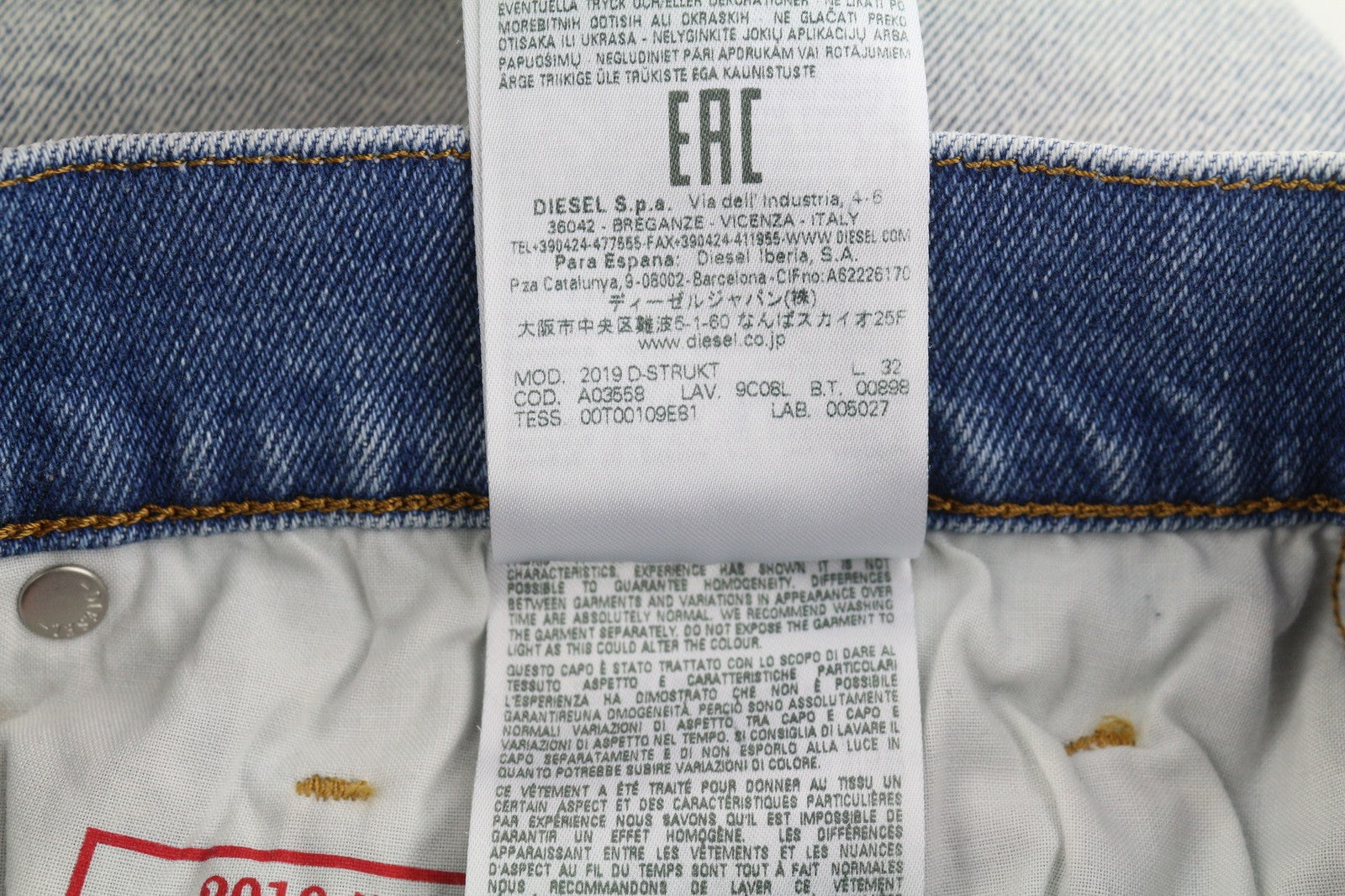 DIESEL 2019 D-Strukt 9C08L Men Jeans W33/L32 Blue Faded Washed Slim Fit RRP$350