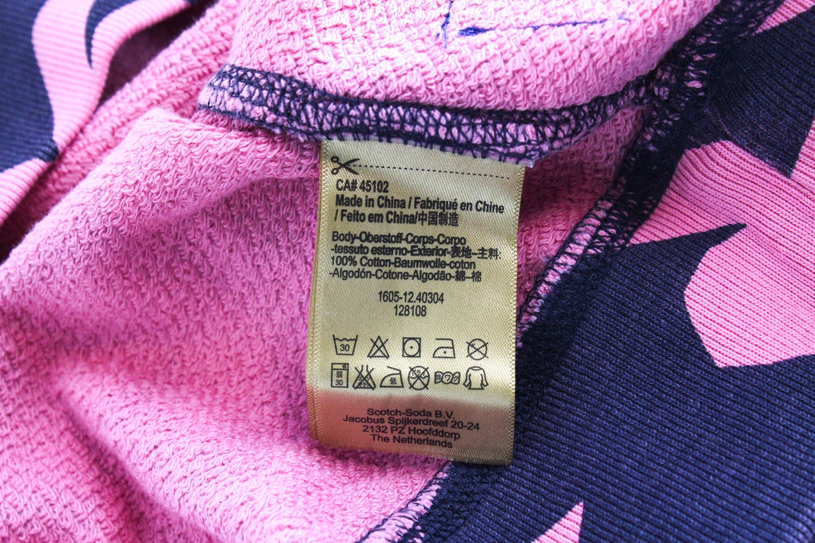 SCOTCH & SODA Men's Sweatshirt L Pink Cotton Graphic Crew Neck Fleece Pullover