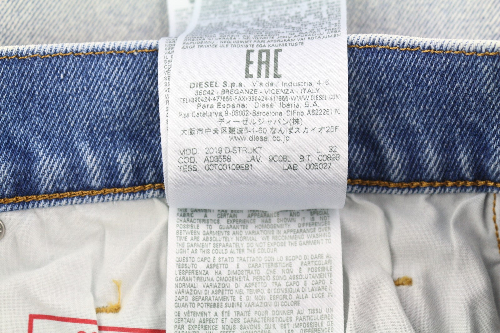 DIESEL 2019 D-Strukt 9C08L Men Jeans W32/L32 Blue Faded Washed Slim Fit RRP$350