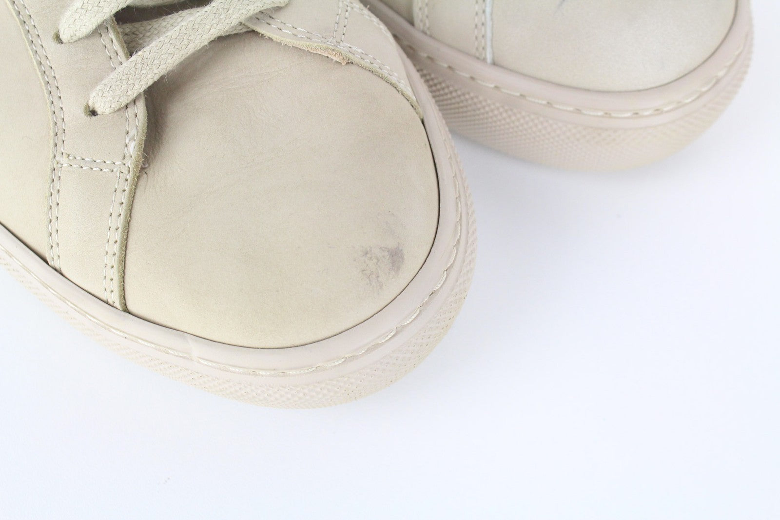 SUITSUPPLY Men's Sneakers EU44 Beige Calf Leather Low-Top Classic Lace Trainers