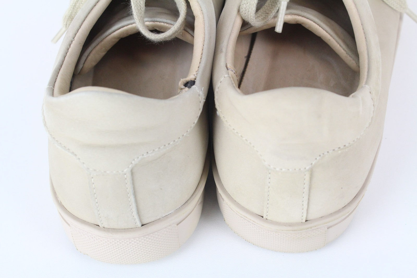 SUITSUPPLY Men's Sneakers EU44 Beige Calf Leather Low-Top Classic Lace Trainers