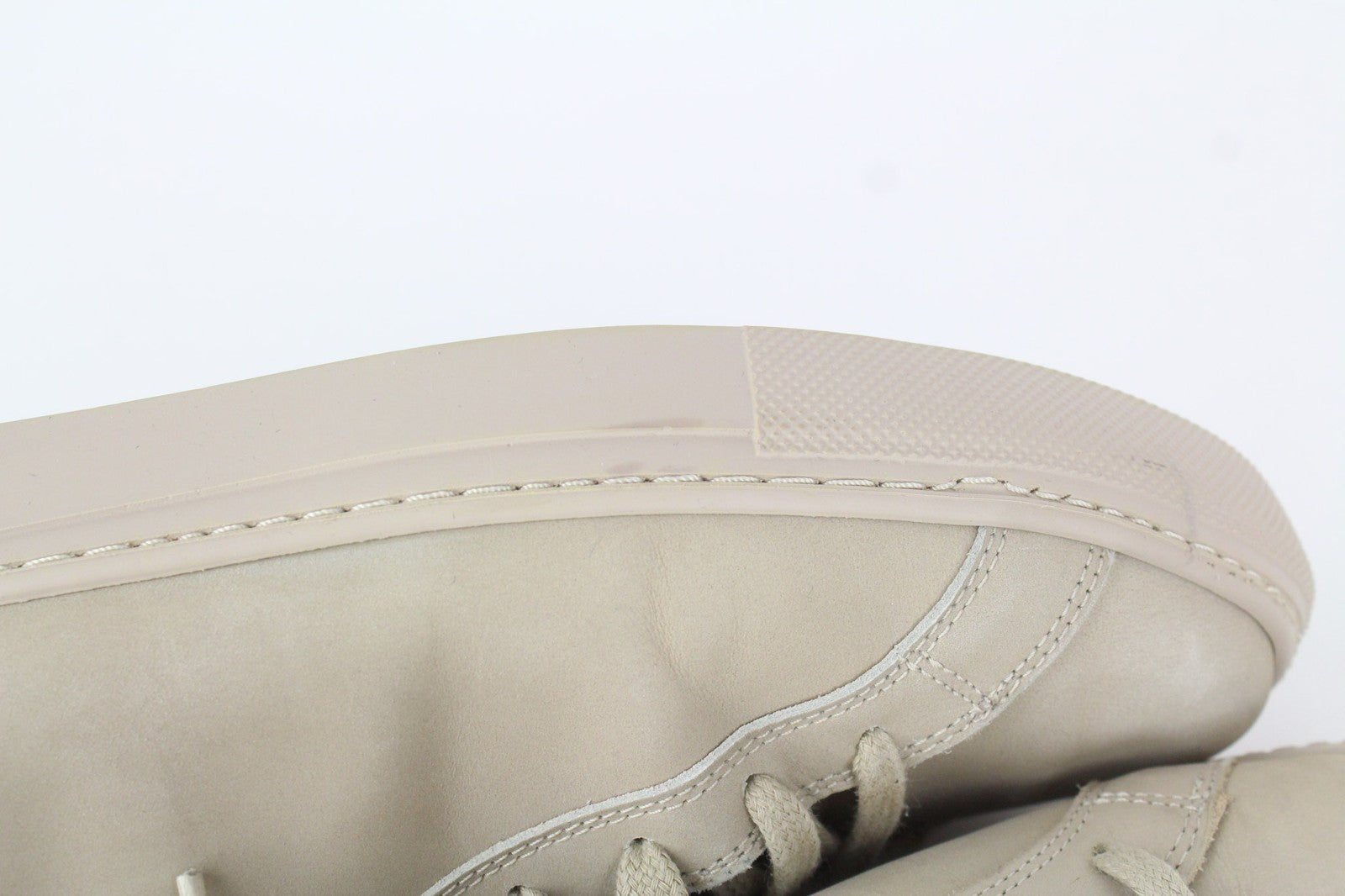 SUITSUPPLY Men's Sneakers EU44 Beige Calf Leather Low-Top Classic Lace Trainers