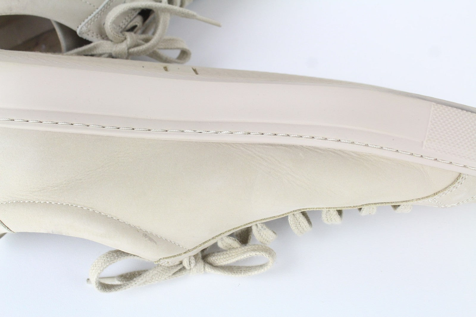 SUITSUPPLY Men's Sneakers EU44 Beige Calf Leather Low-Top Classic Lace Trainers