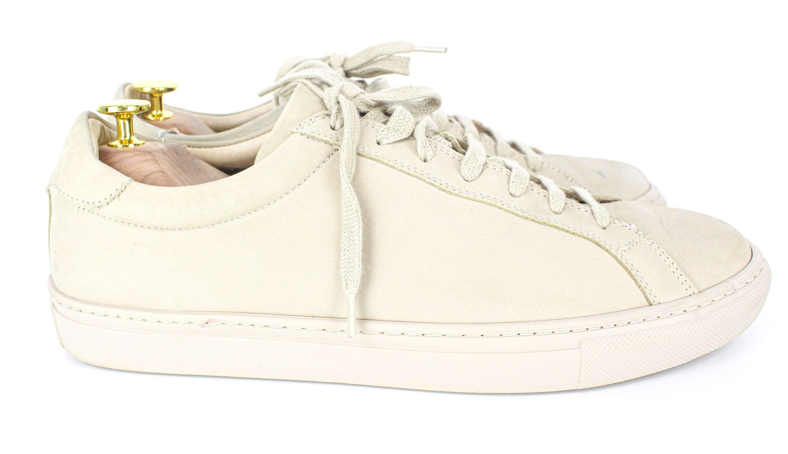 SUITSUPPLY Men's Sneakers EU44 Beige Calf Leather Low-Top Classic Lace Trainers