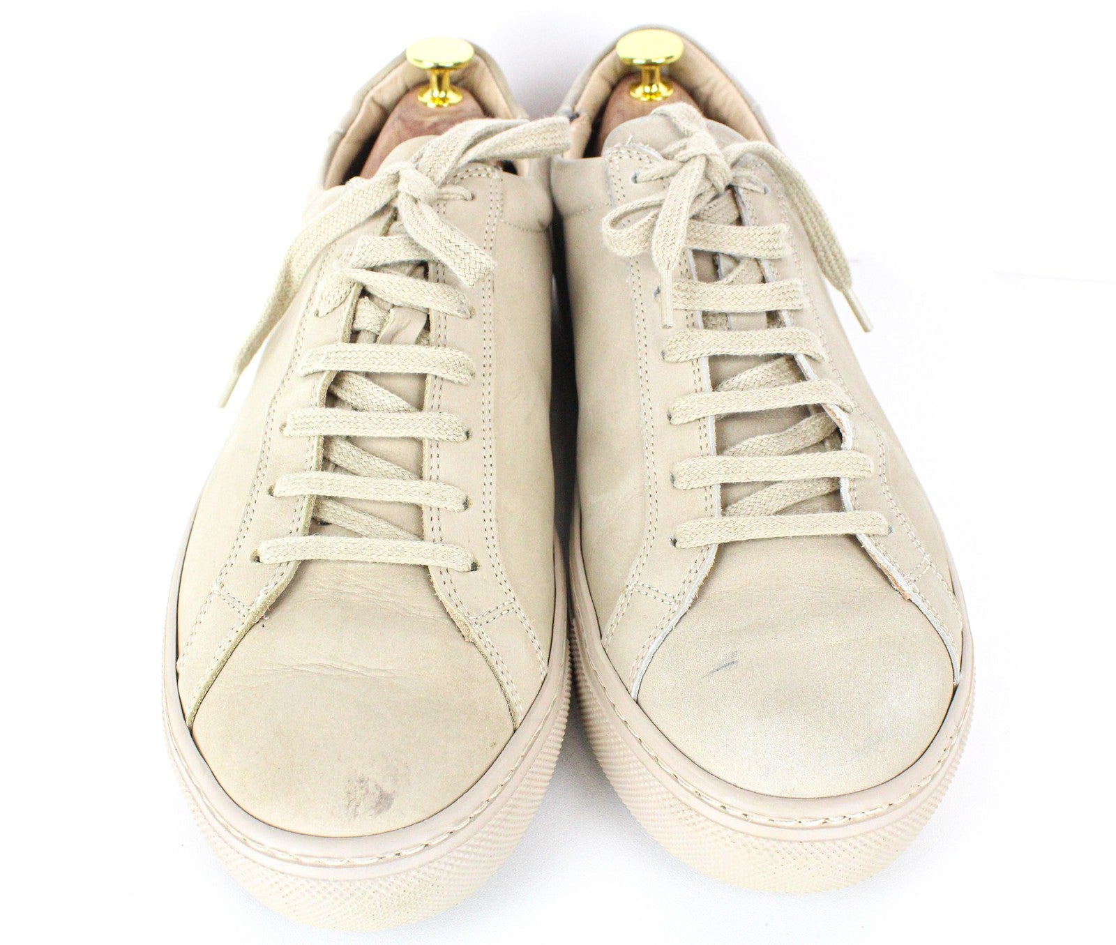 SUITSUPPLY Men's Sneakers EU44 Beige Calf Leather Low-Top Classic Lace Trainers