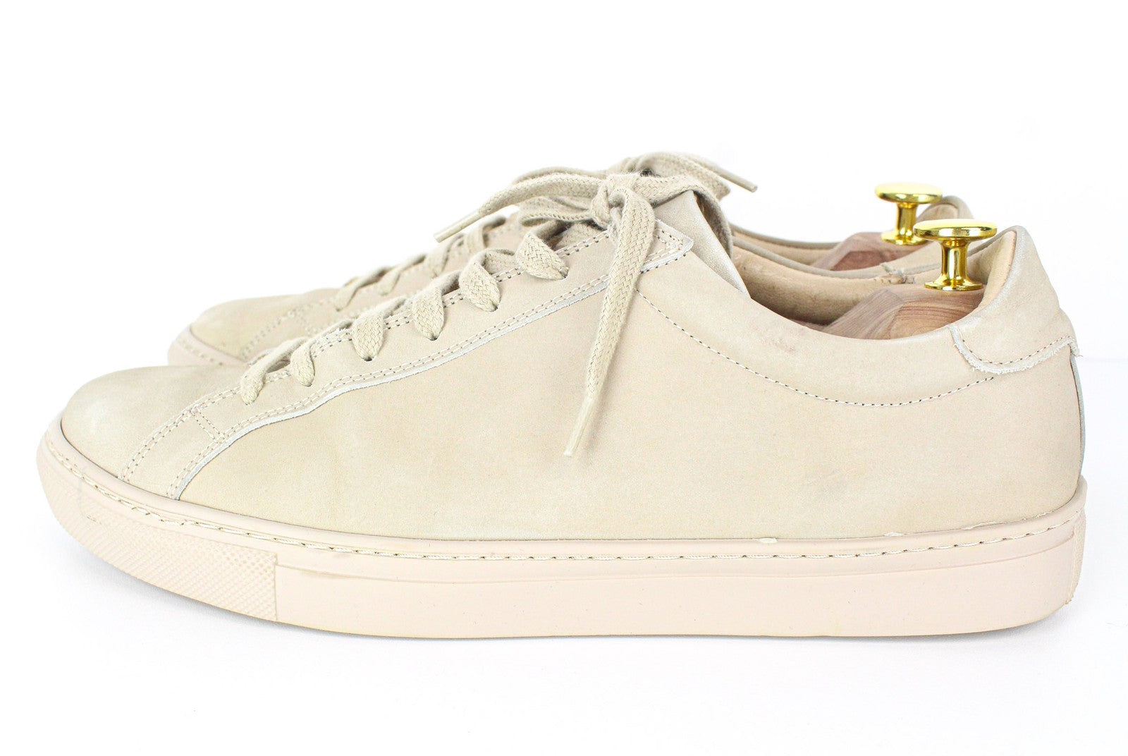 SUITSUPPLY Men's Sneakers EU44 Beige Calf Leather Low-Top Classic Lace Trainers